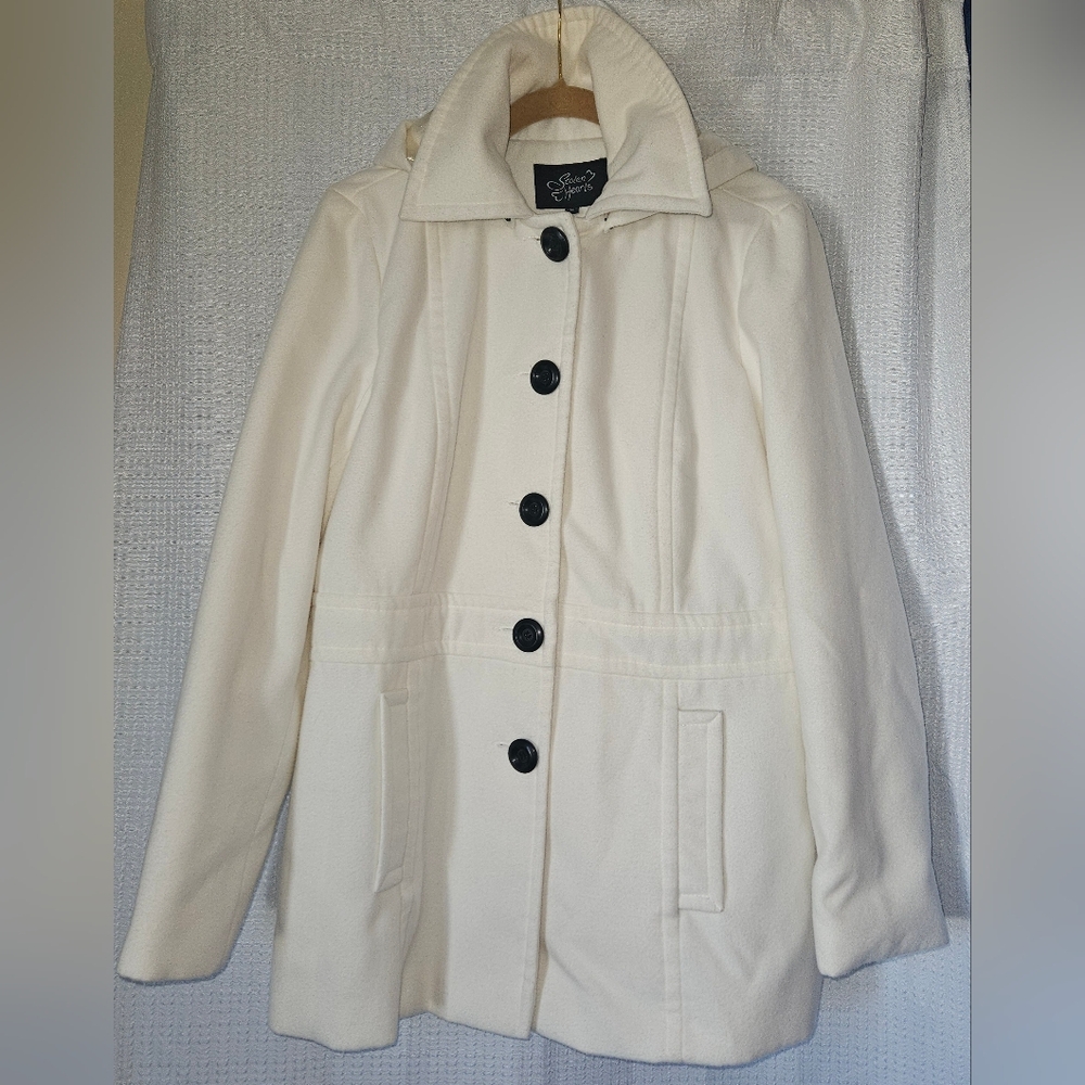 Stolen Hearts Cream Pea Coat for Women